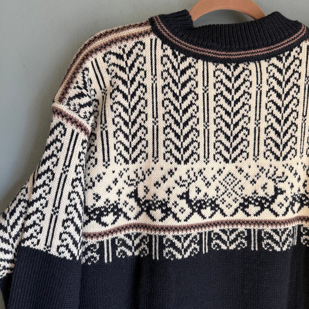 Vintage CHRISTIANIA Large Norwegian Sweater Quarter Zip Blue Wool Scandinavian - Picture 9 of 12